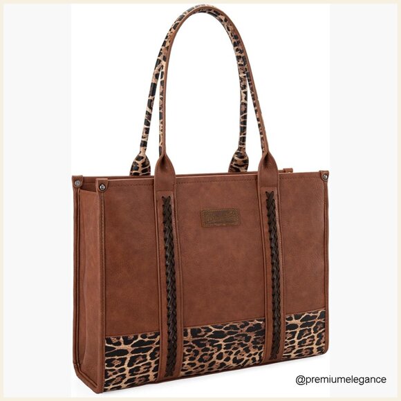 Large Western Tote Bag Faux Leather Top Handle Shoulder Strap Satchel